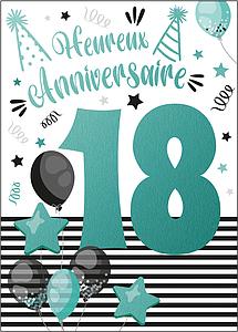 Carte A4 Anniversaire 18 ans